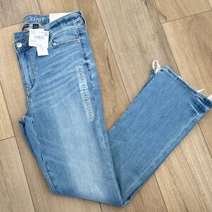 American Eagle Outfitters Next Level Stretch Light Wash Flared Ankle Jeans